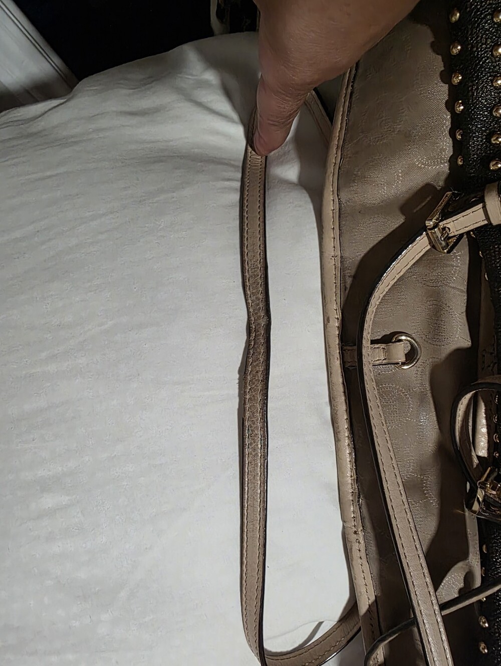 Michael Kors Jet Set Travel Studded Tote Hand Bag Brown, Tan and Gold Rare Tote - Picture 12 of 12